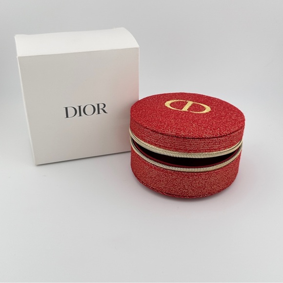 🆕 DIOR Limited Edition Shimmering Red Round Jewelry Case Authentic & NIB - Picture 1 of 8